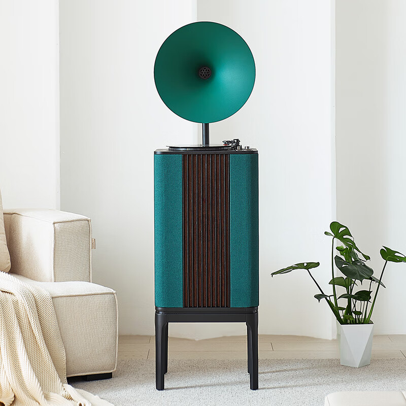 埠帝黑胶唱片机电唱现代轻奢HiFi留声机蓝牙音响黑胶一体唱片机 绿色机身绿色喇叭中文唱片