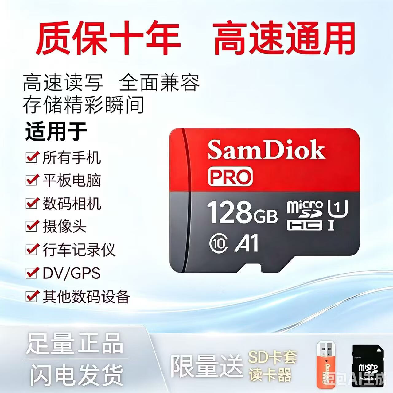 512G高速通用TF内存卡256G64G32G手机相机128G闪存卡1TB2TB行车记录仪监控mp3【配读卡器sd卡套】 1TB高速通用【送读卡器SD卡套】
