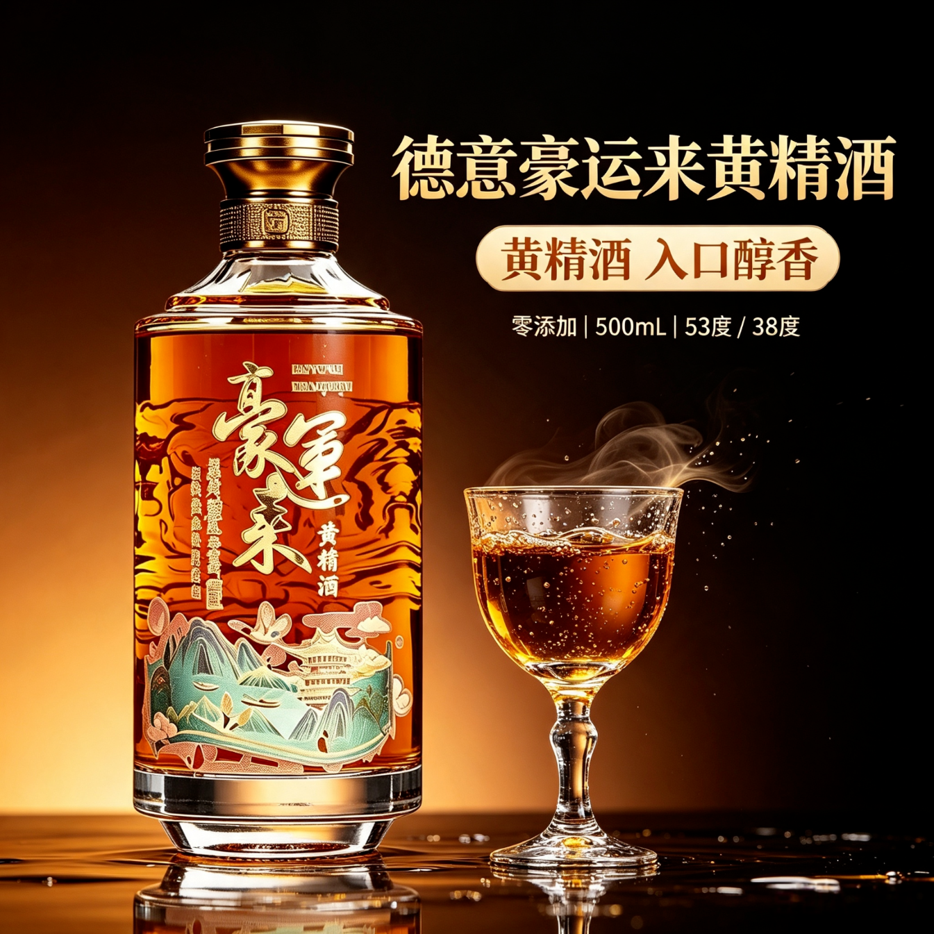 德意豪运来黄精酒零添加38度500ml单瓶送礼长辈庆祝低度酒 38度 500mL 1瓶