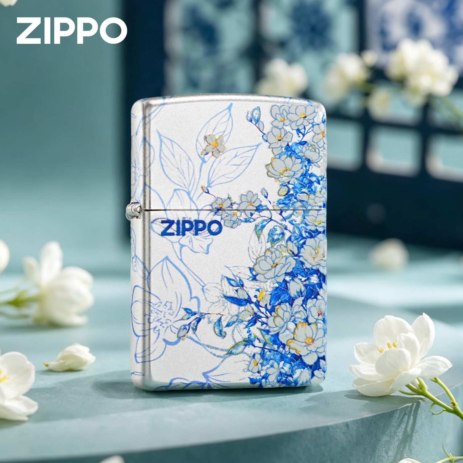 ZIPPO打火机青花茉莉 镀银彩印之宝防风煤油生日礼物送男友 青花茉莉【新机无油】