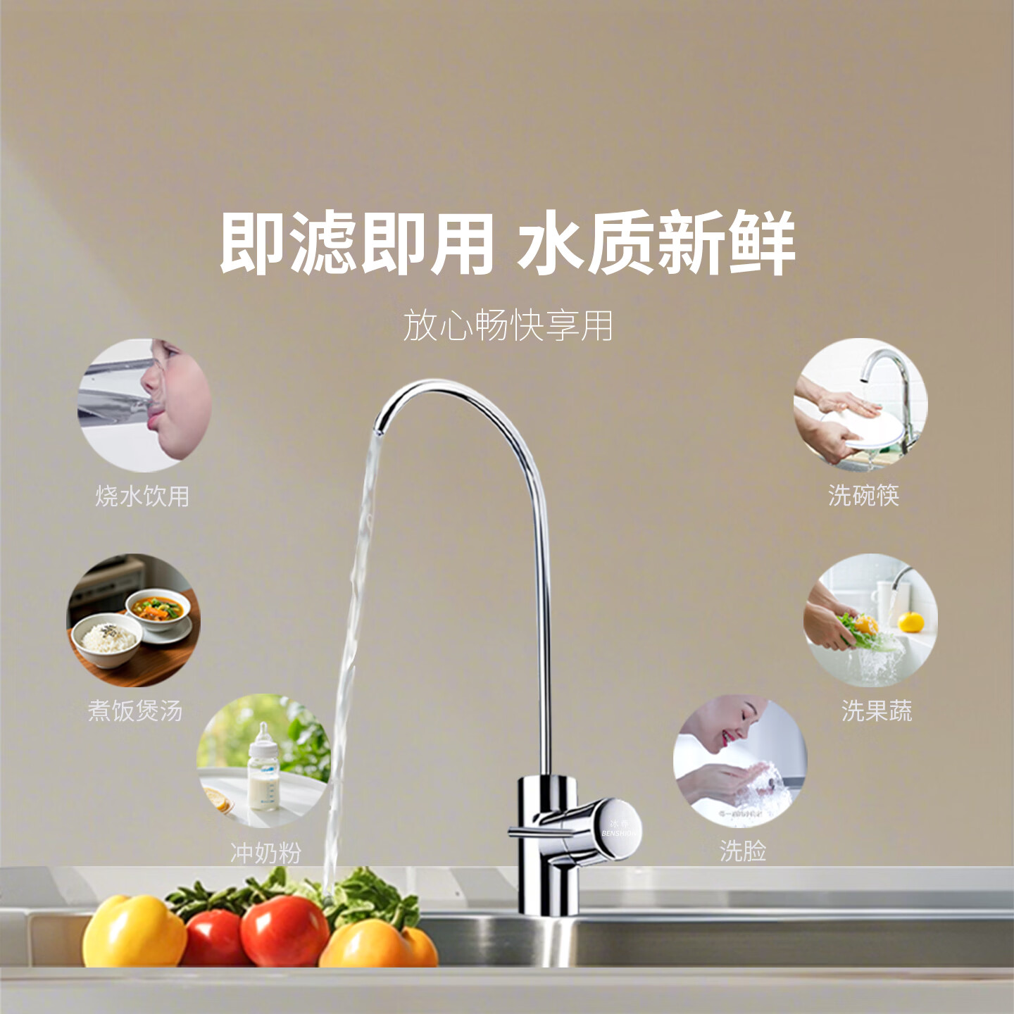 冰尊（BENSHION）净水器家用有效除菌保留矿物质无桶无废水不用电厨房净水机 套餐四(标配)+中央前置+阻垢器