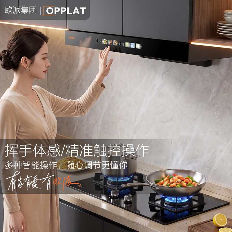 OPPLAT欧派集团【免费拆安装】油烟机顶吸抽油烟机 一级能效 欧式机大吸力 免拆洗挥手智控 【旗舰款】一级能效+挥手体感+自动清洗+语音控制