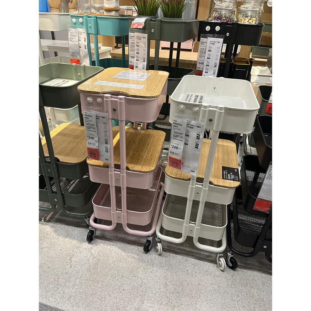 心家宜落地多層小推車(chē)置物架廚房可移動(dòng)?jì)雰河闷沸律鷥簝?chǔ)物架零食收納架 花色 往下滑超多顏色款式可選 234層