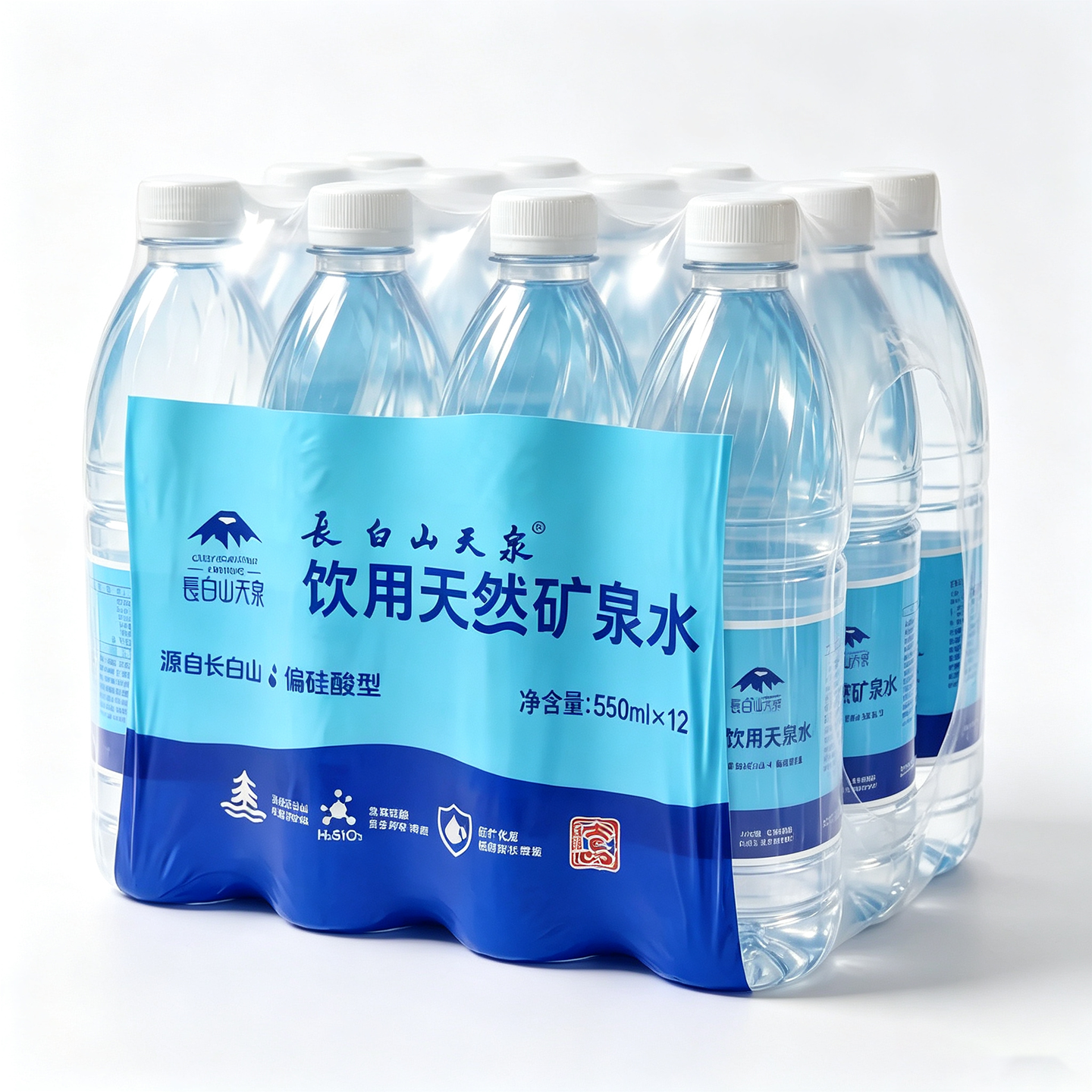 长白山天泉偏硅酸型矿泉水 天然弱碱性小瓶饮用水 550ml*12瓶