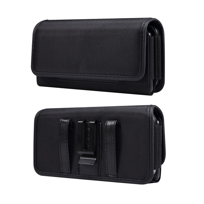 COOSKIN手机包腰包横款双层可穿皮带挂腰插卡魔术贴 黑色 6.5/6.9寸通用