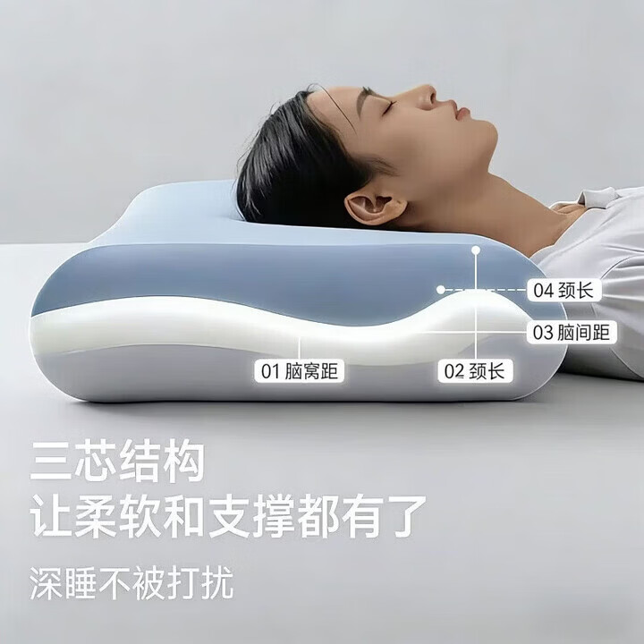 亚朵星球同款深睡枕Pro3.0枕头记忆枕枕芯护颈枕颈椎枕侧睡枕肩颈放松 深睡枕 Pro3.0+深睡蓝枕套 12cm 【高】42*70