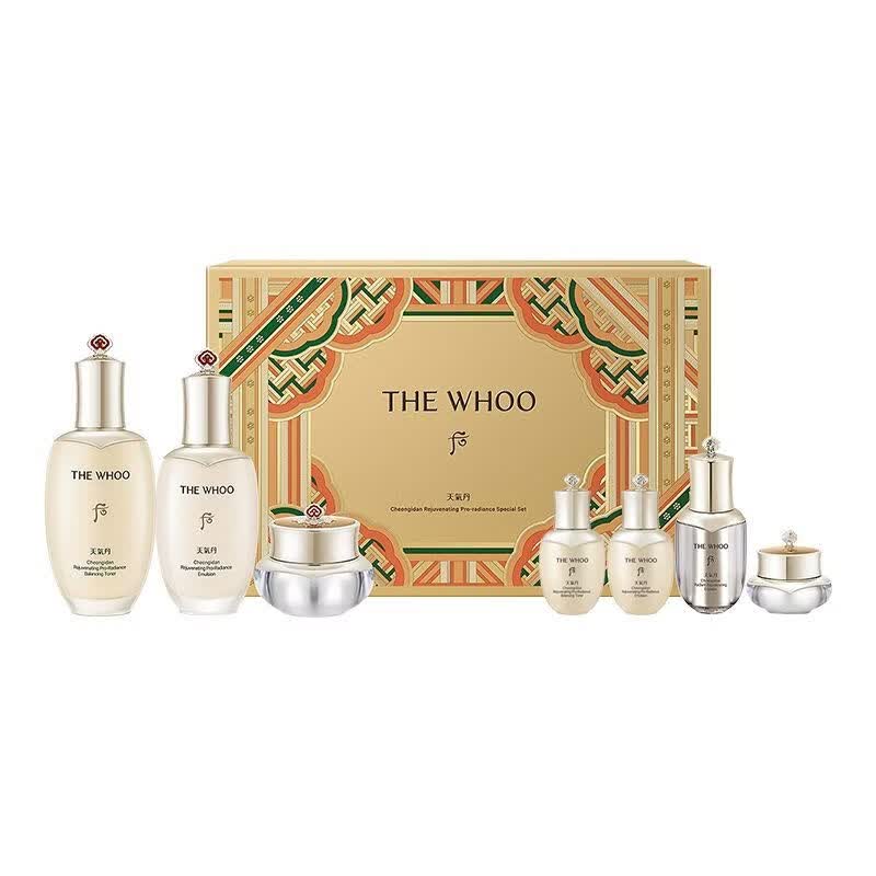 后(The history of Whoo)【跨境原装】韩国whoo天气丹pro礼盒花献华泫光耀水乳套盒护肤 后天气丹pro7件套