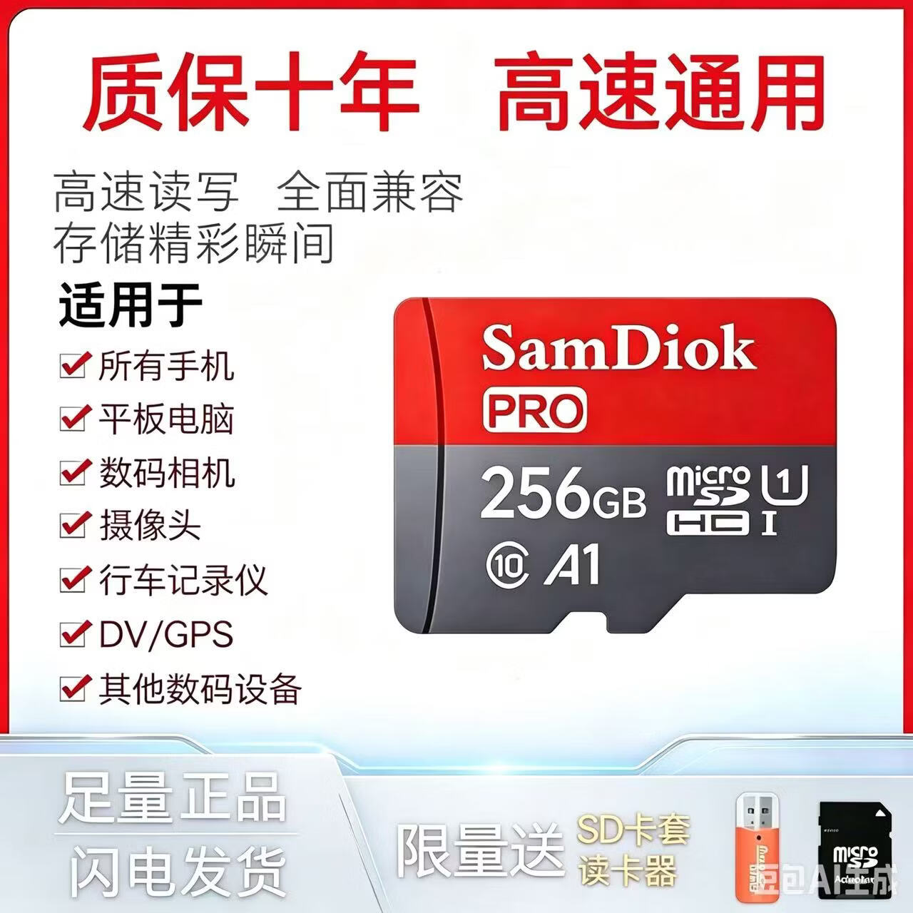 512G高速通用TF内存卡256G64G32G手机相机128G闪存卡1TB2TB行车记录仪监控mp3【配读卡器sd卡套】 1TB高速通用【送读卡器SD卡套】