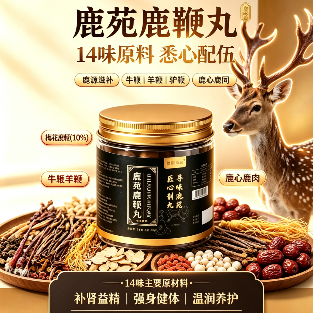 悦创中盟鹿鞭丸传统古法滋补养生 鹿鞭丸/70g1罐装 350g*5罐 鹿制品
