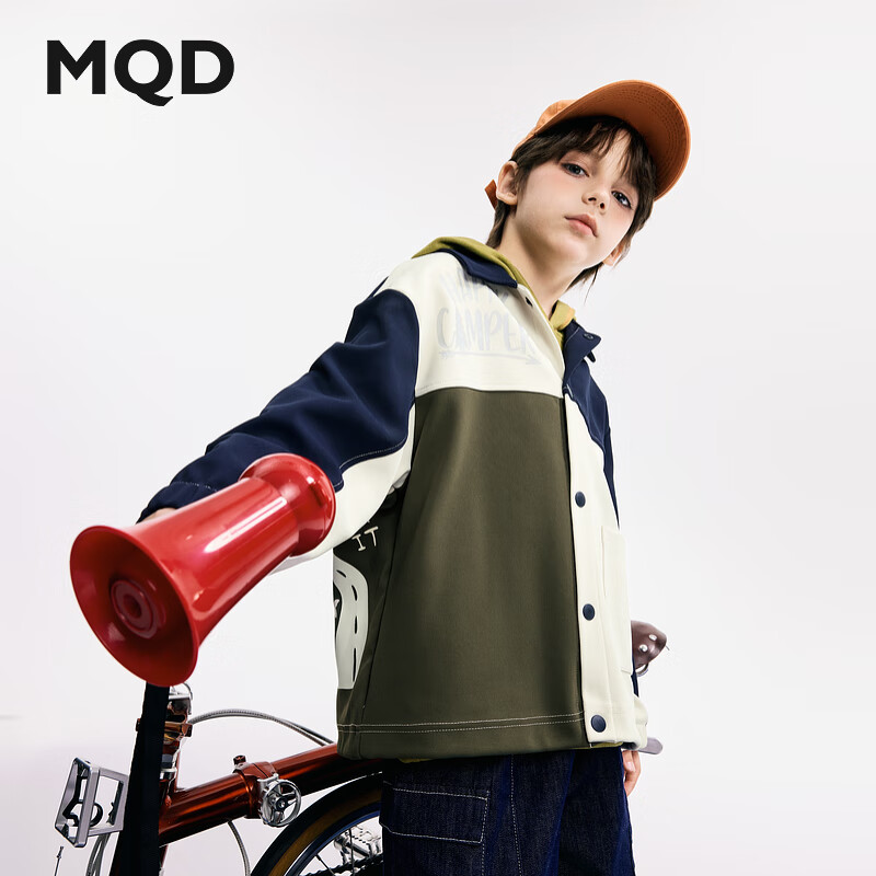 马骑顿（MQD）MQD男大童秋季学院风撞色拼快设计外套 藏青 120