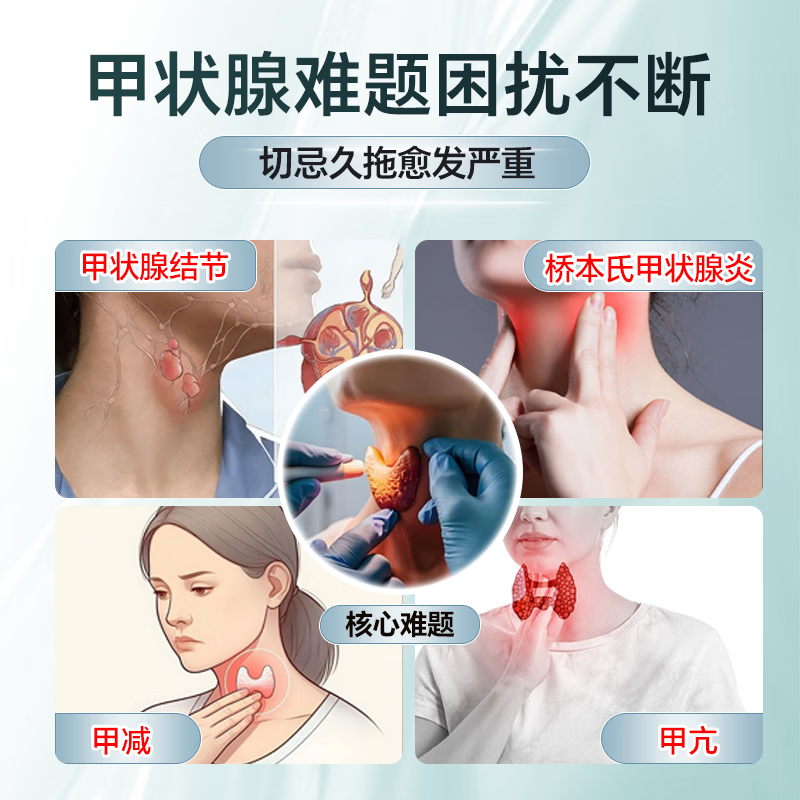 KINARO甲状腺结节专用美国进口散结甲亢减猫爪草补硒片桥本甲状腺炎药膳 【买4送3】 60粒*7瓶