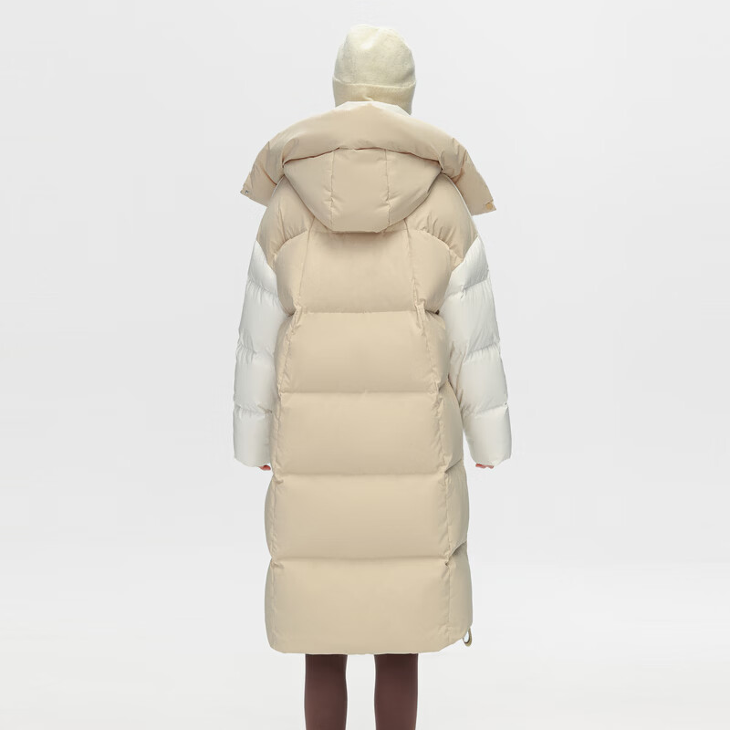 雪中飞羽绒服女中长款H版型修身显瘦高充绒保暖羽绒服 糙白|8003 M /165/88A