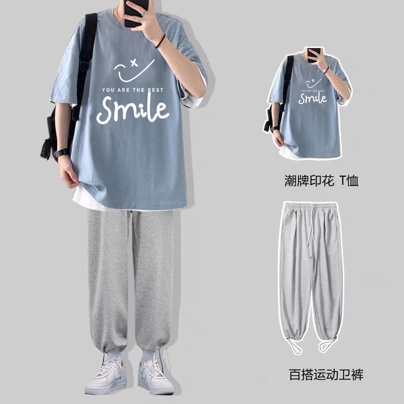 两件套t24蓝色x款配灰色