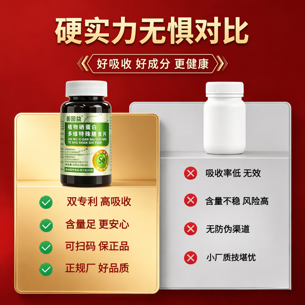 善固益植物硒肽蛋白片有机硒蛋白多维膳食硒片恩施植物硒直播款官方正品 【提高免疫 硒心守护】 60片*10瓶 钜惠囤货装