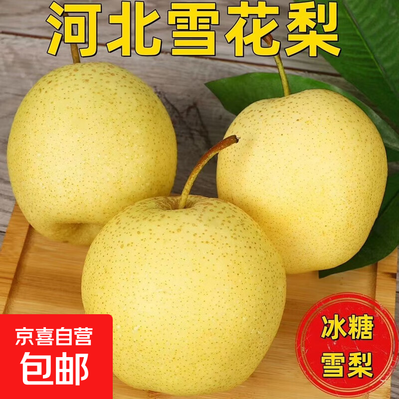 京喜加赵县雪花梨河北雪花梨辛集雪花梨【适合煲汤】14 带箱2斤净重1.6-1.8斤