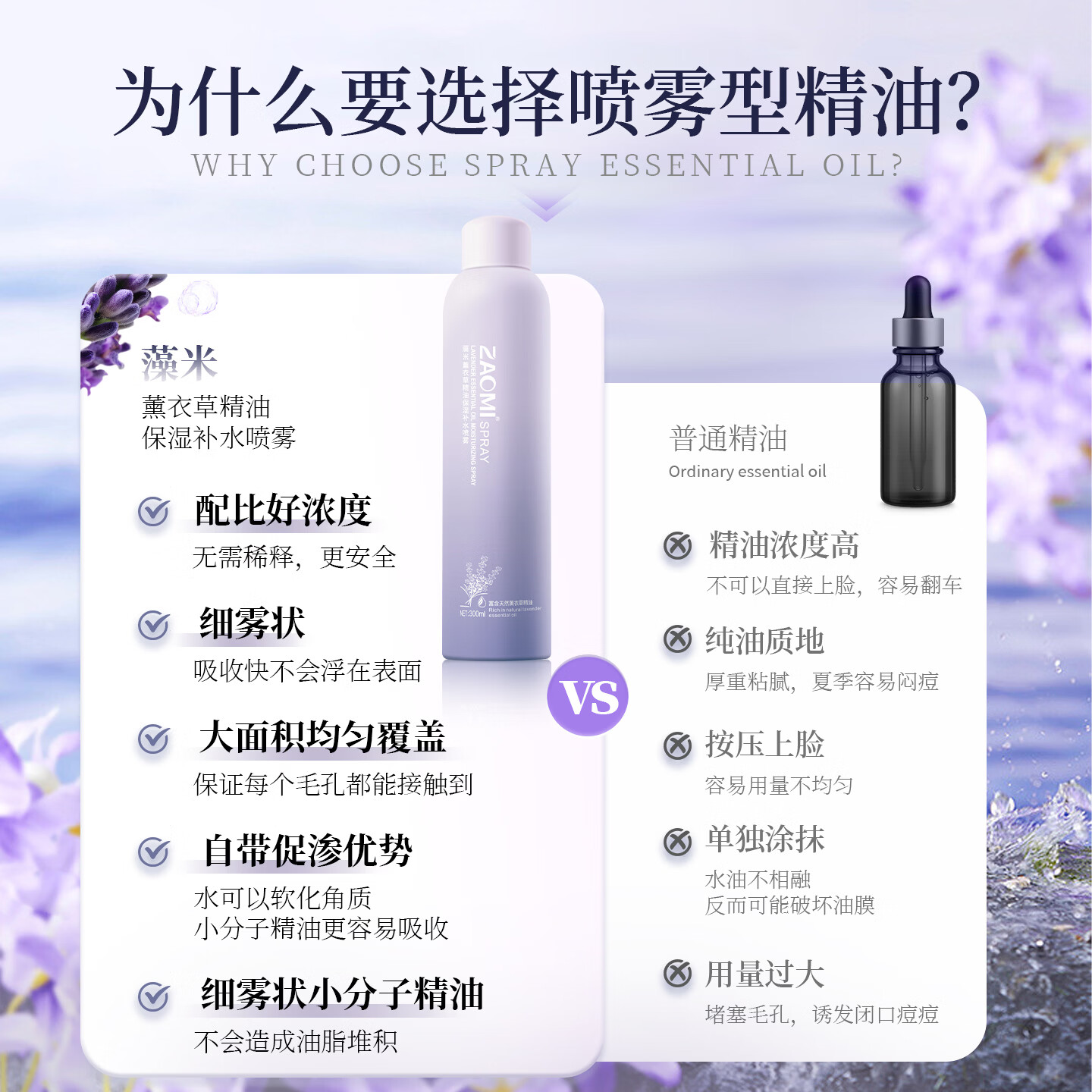 藻米玫瑰精油保湿补水喷雾莹润肌肤收毛孔湿敷水面部爽肤水化妆水男女 100ml 玫瑰【润养提亮】