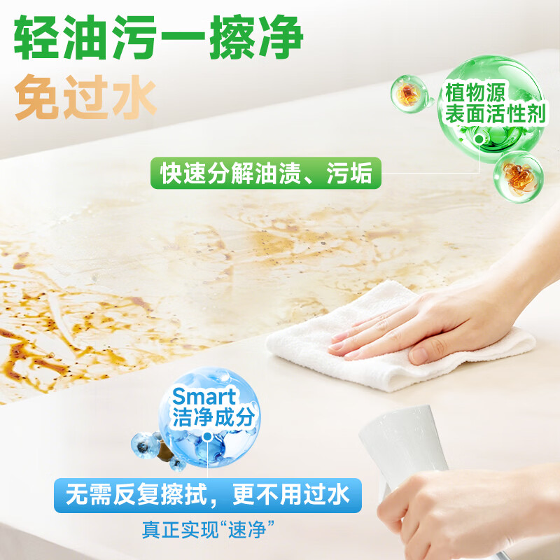 绿伞餐桌速净清洁剂免水洗抑菌无毒食品级柠檬香去油污冰箱家电清洁剂 餐桌速净清洁剂420g*1瓶