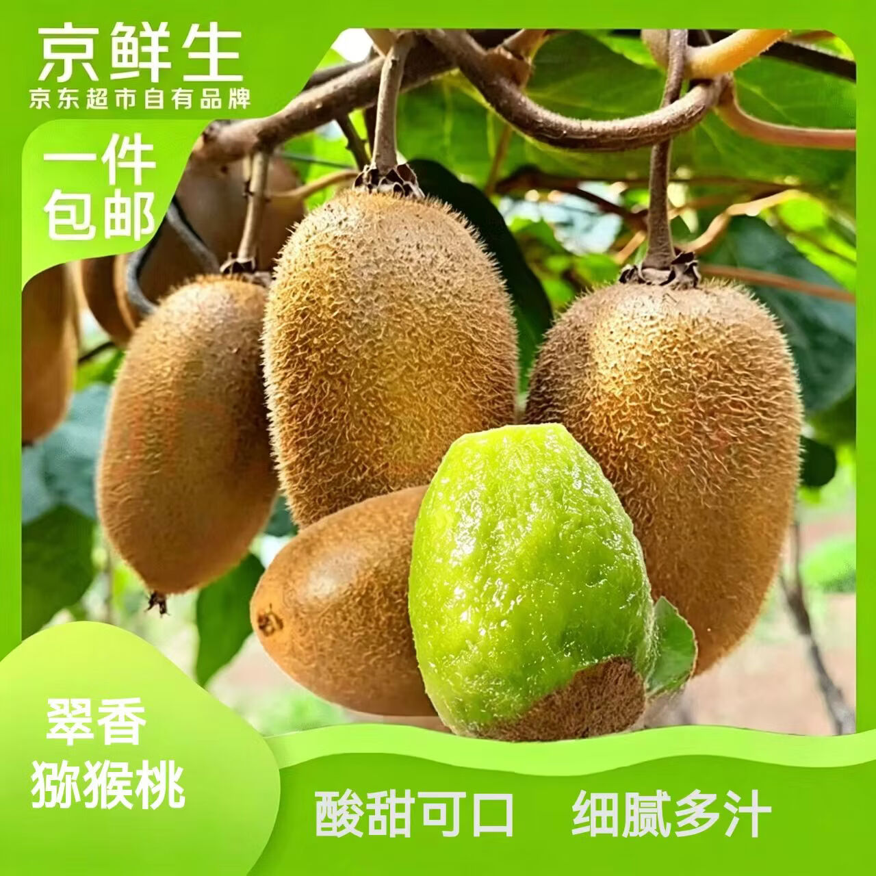 京鲜生陕西翠香绿心猕猴桃24枚单果70-90g 19.9元 - 86线报