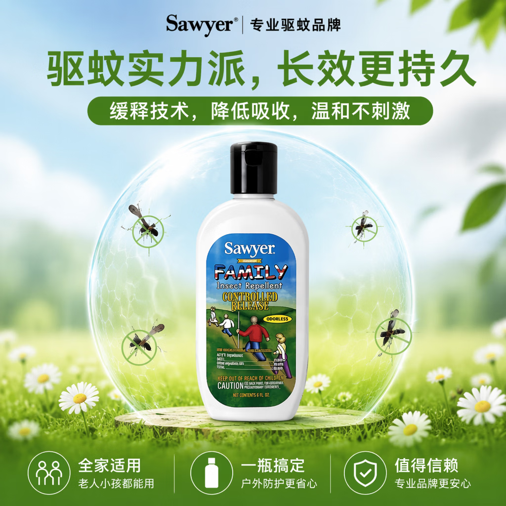 索耶驱蚊乳液儿童避蚊胺驱蚊液派卡瑞丁婴儿温和不刺激 驱蚊乳177ml*2