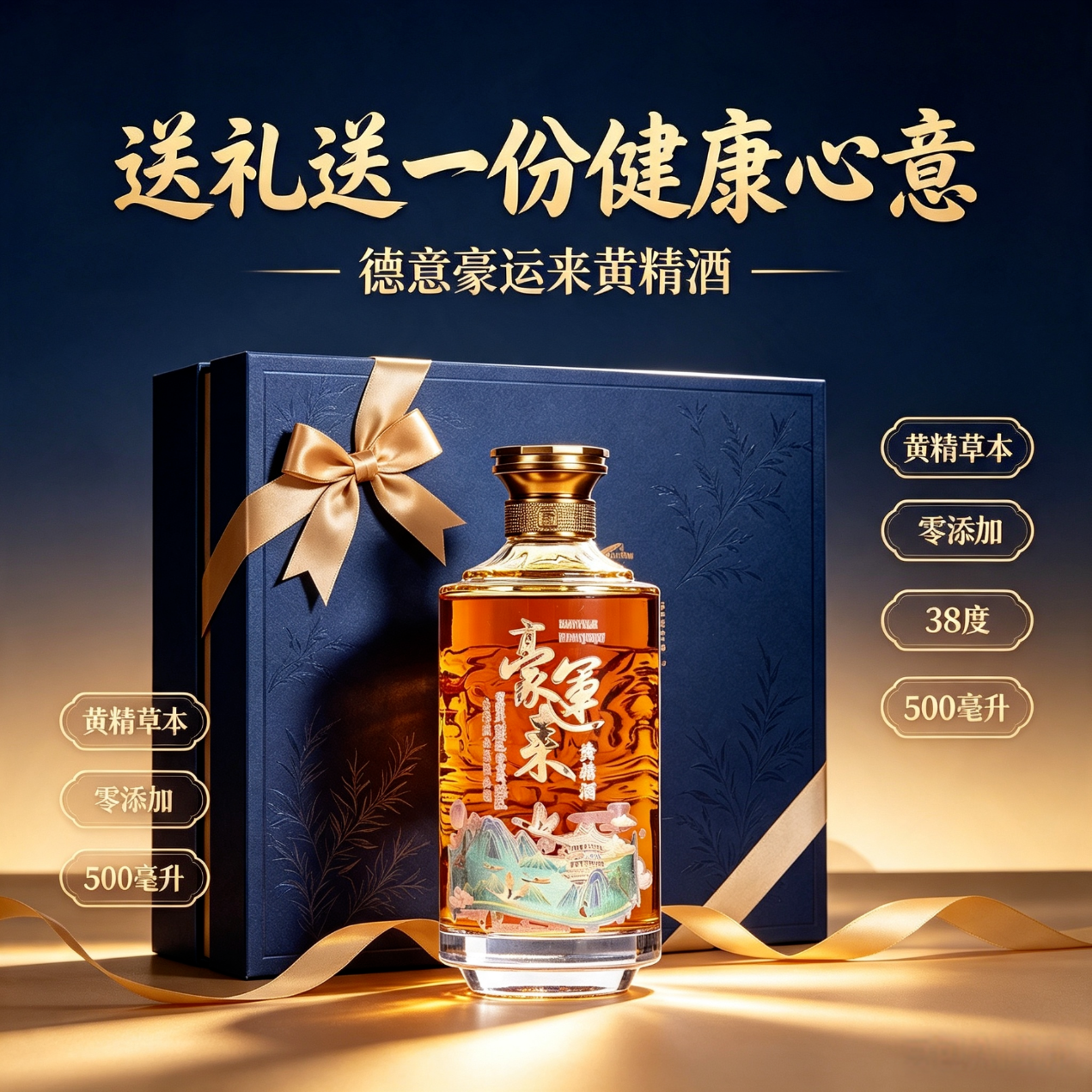 德意豪运来黄精酒零1瓶添加草本养生酒38度500毫升礼盒送礼庆功自饮 38度 500mL 1瓶