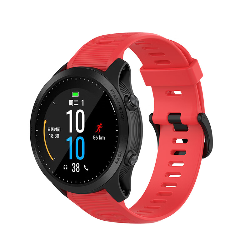 适用garmin佳明手表forerunner935/945表带条纹运动硅胶腕带22mm 红色