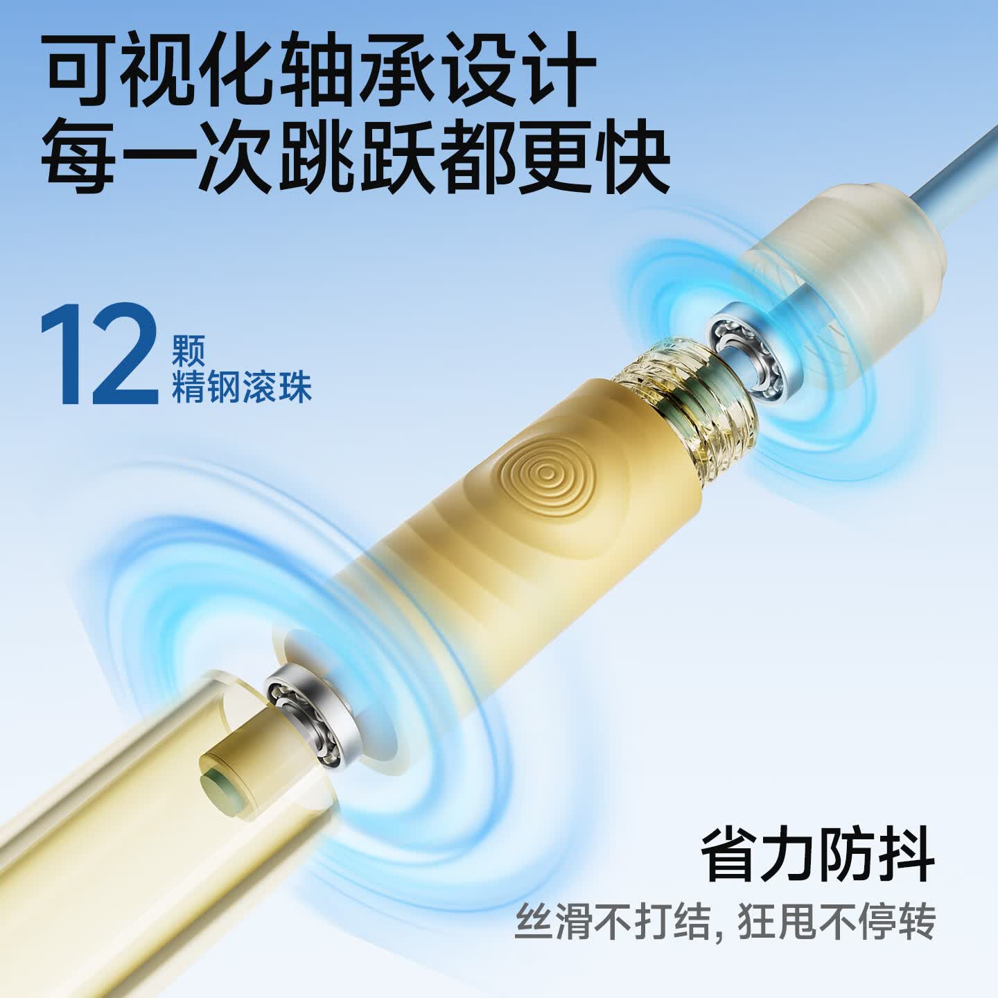 安踏（ANTA）双轴承竞速跳绳儿童小学生专用考试6-12岁幼儿园不打结提速快 【双轴承/超顺滑】蓝黄色