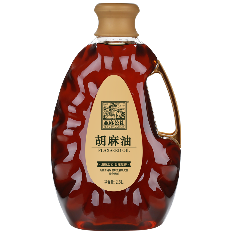 亚麻公社 胡麻油 2.5L 醇香型亚麻籽油 炒菜食用油 2.5L