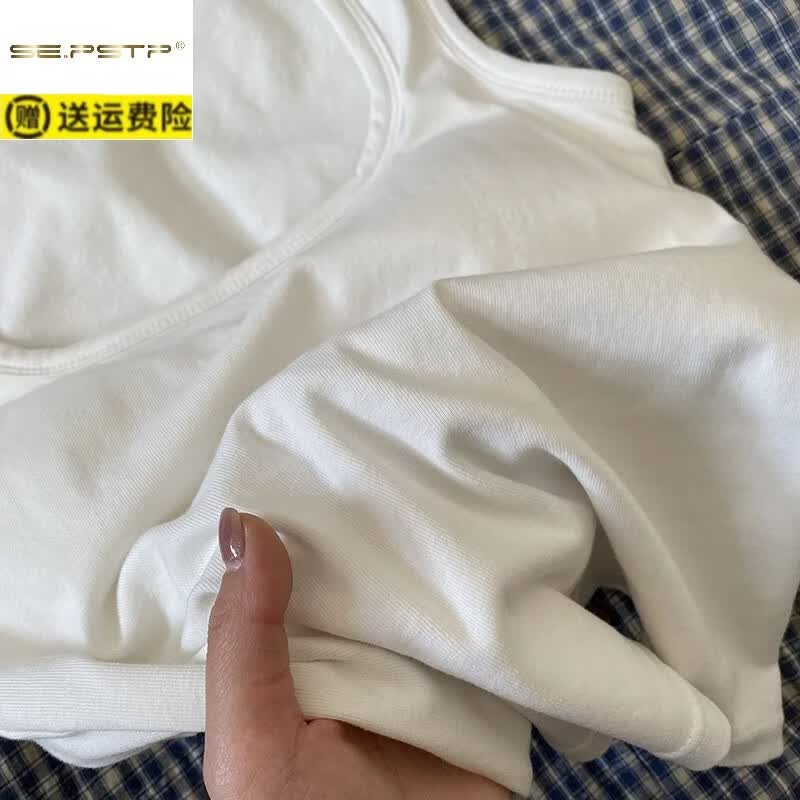夏典素订女王(SE.PSTP)冰丝带胸垫吊带背心女外穿夏季大码胖mm方领西装内搭打底无袖上衣 黑色 M 建议90-100斤