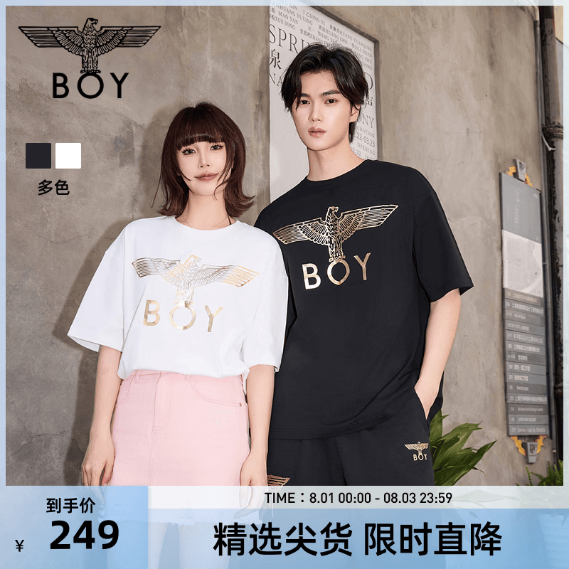 BOY LONDON夏季短袖情侣男女同款小熊涂鸦满印潮牌T恤N01909 黑色 S 此款偏大，建议拍小一码