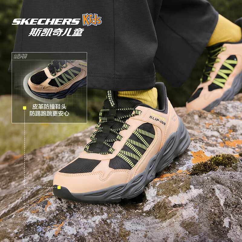 Skechers斯凯奇山迈闪穿鞋舒适防滑鞋一脚蹬休闲运动鞋319080L/405343L 男童/棕褐色/黑色/TNBK 31