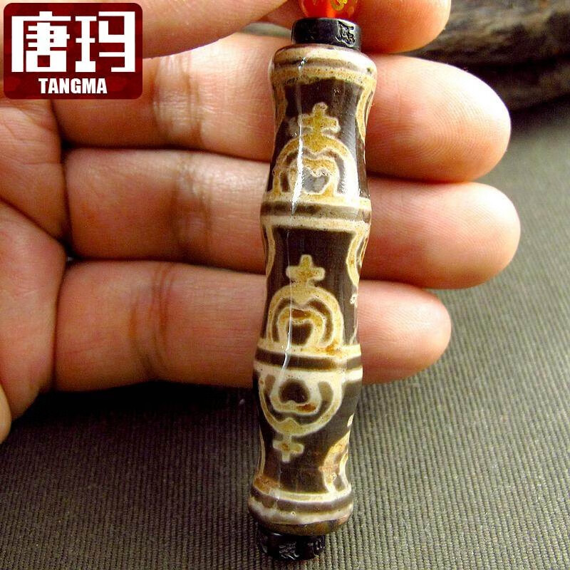 【唐玛】宝瓶佛塔天珠玛瑙吊坠男女项链西藏密宗老珠佛珠