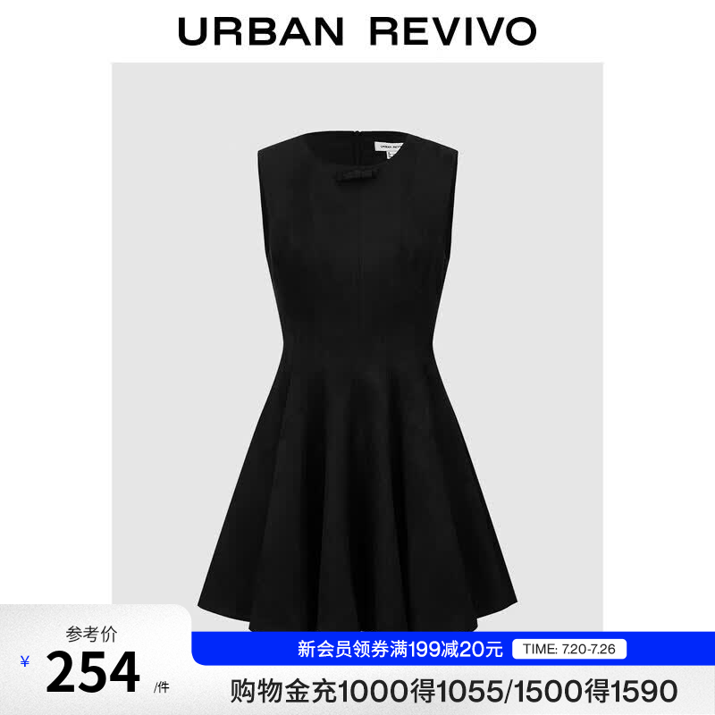 UR2026秋季新款女装休闲简约立体蝴蝶结无袖连衣裙UYY760119+ 黑色 M