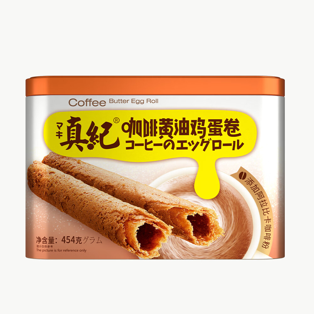 真纪咖啡黄油鸡蛋卷454g大铁罐礼盒酥脆点心办公室下午茶休闲零食送礼 咖啡黄油鸡蛋卷100克*1盒