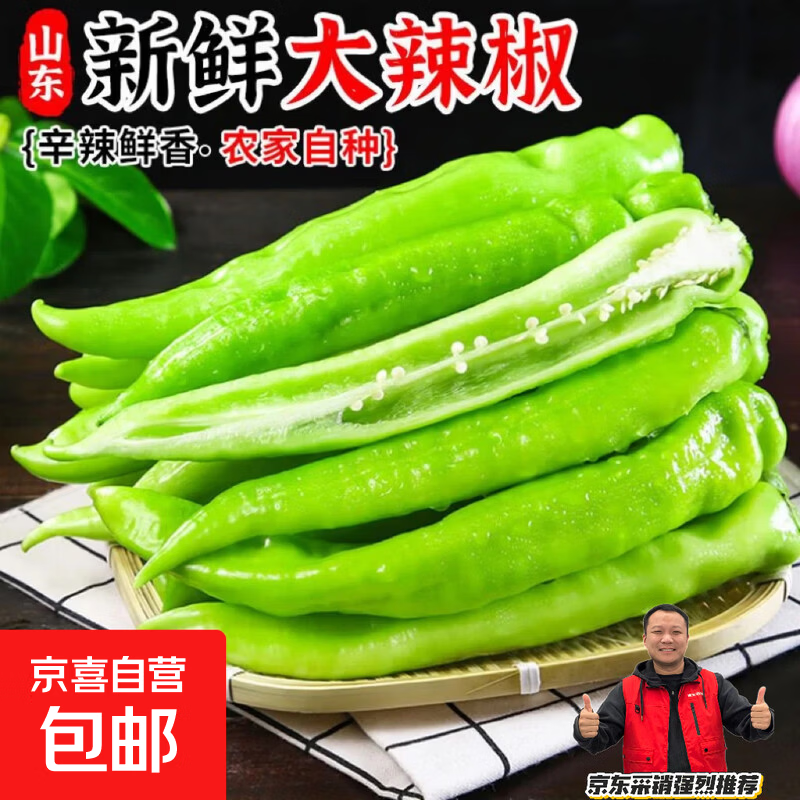 【东东买菜】山东新鲜绿尖椒农家自种现摘现发香辣青椒尖椒 新鲜绿尖椒2斤（净重1.7斤）