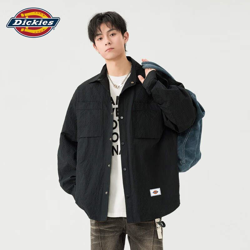 Dickies美式复古休闲长袖衬衫男士2026秋季新款宽松舒适百搭潮牌上衣服装 黑色 【官方正品】 2XL 【建议140-160斤】