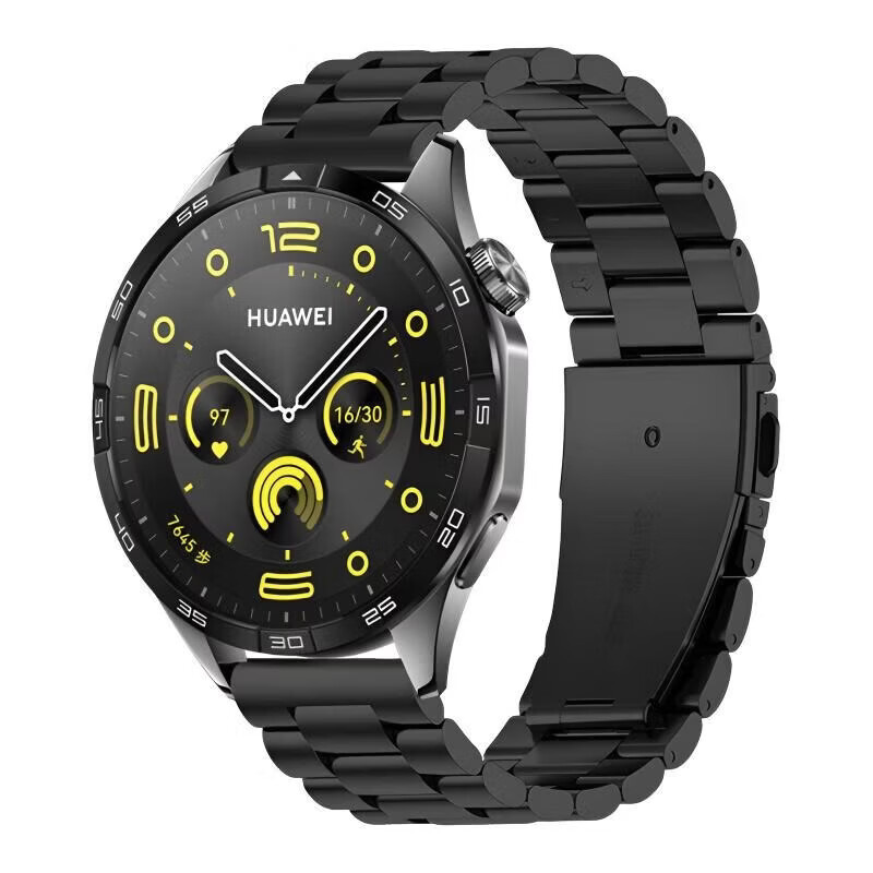 芯咚使用华为watch3/4/5/GT3/3Pro/GT4/4Pro/GT5/5Pro/GT6/GT6Pro金属表带经典百搭三株精钢蝴蝶扣表带 银色精钢表带【22mm接口通用】 适用华为手表 GT6/GT6pro【46MM表盘】