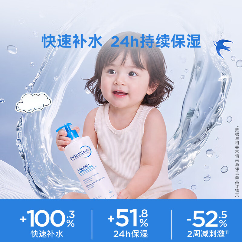 贝德玛(BIODERMA)家庭版小金盾奶油霜身体乳婴幼儿保湿乳液无激素换季面霜 500ml*2