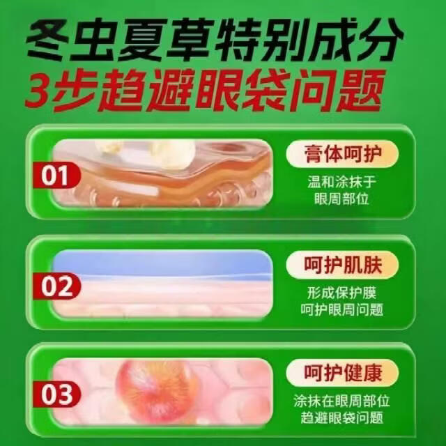 SKALL中药草本人参虫草眼霜紧致抗皱逆颜淡化黑眼圈熬夜细纹大眼袋提拉 【买二送一】到手3瓶【解决各种眼部问题】