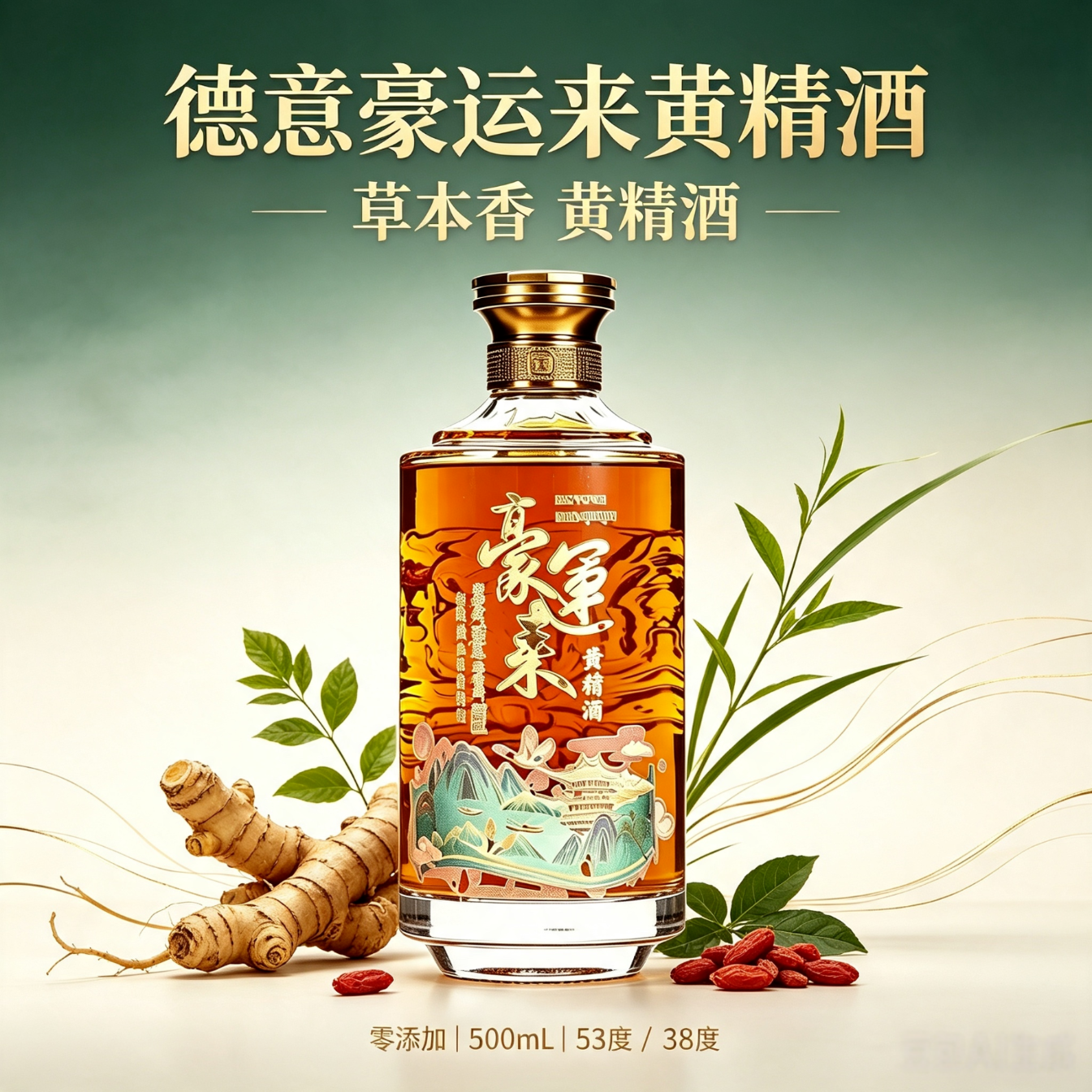 德意豪运来黄精酒零添加38度500ml单瓶送礼长辈庆祝低度酒 38度 500mL 1瓶