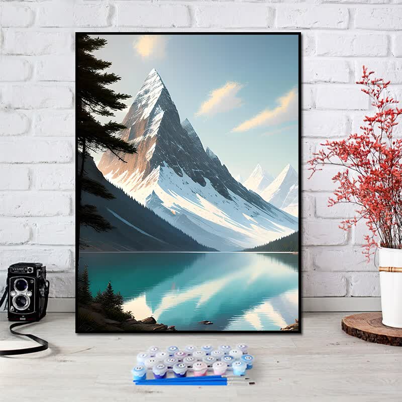 大画王原创美丽的雪山风景画diy数字油彩画手工手绘礼品客厅装饰画挂