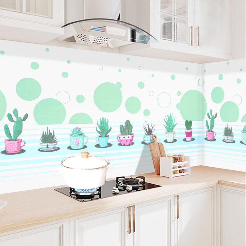 防油贴纸耐高温橱柜抽屉垫灶台防水油烟翻新墙壁装饰墙贴 青柠之夏