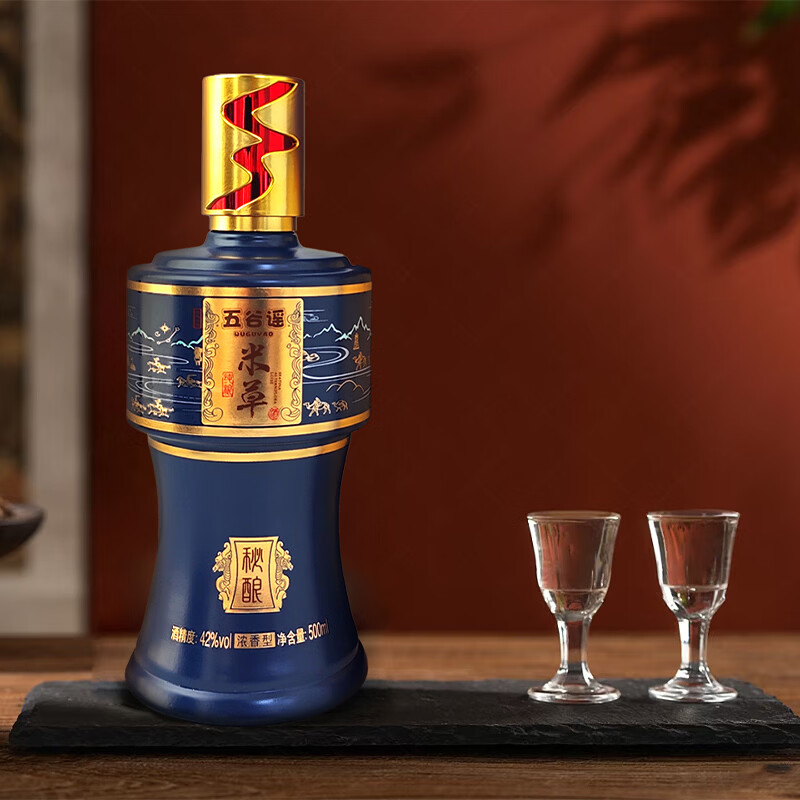 五谷谣秘酿浓香型白酒纯粮食酒42度礼盒装 42%vol 500mL 6瓶 送3个礼袋