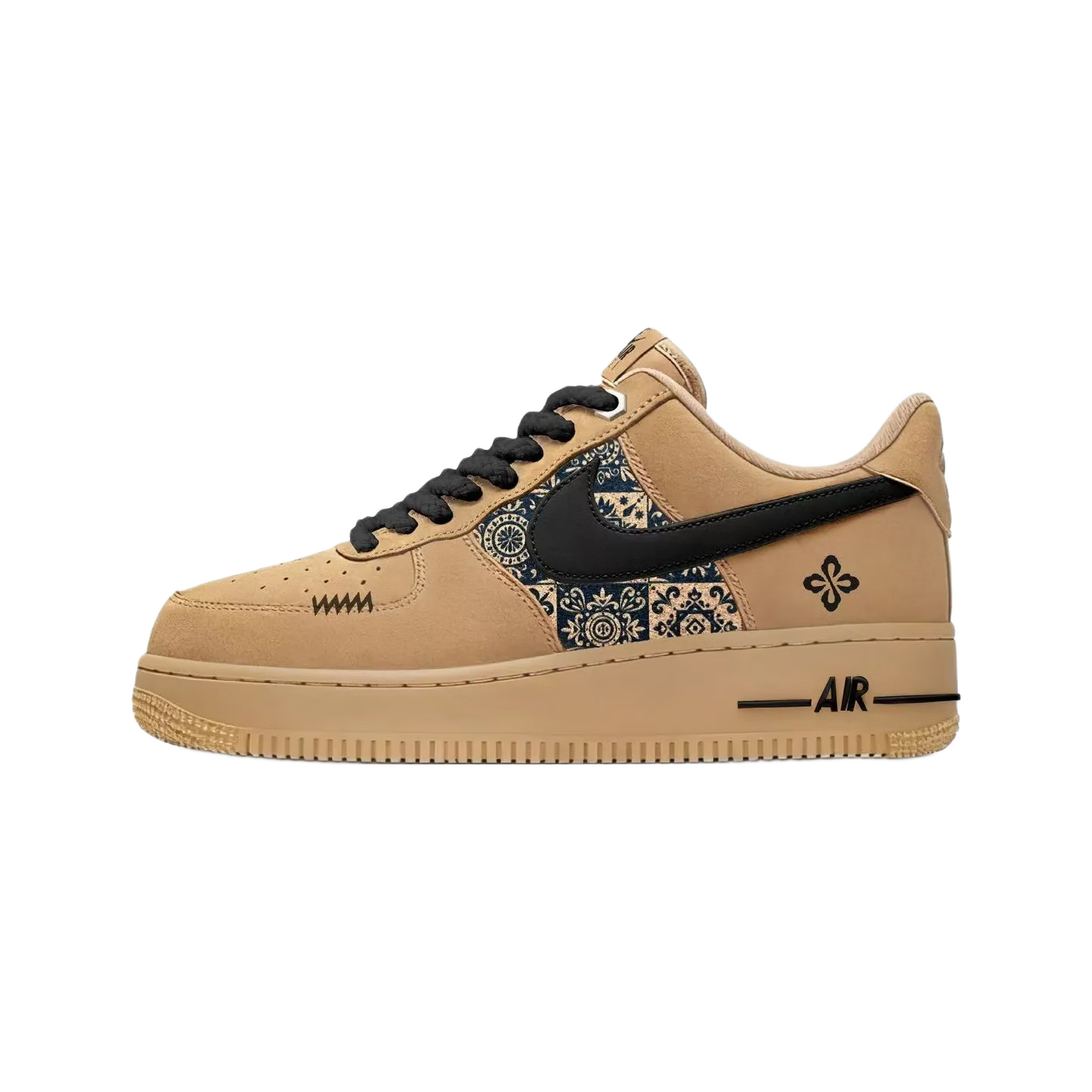 耐克(NIKE)【定制鞋】Air Force1复古美拉德男款经典低帮板鞋 陶棕锦纹 41
