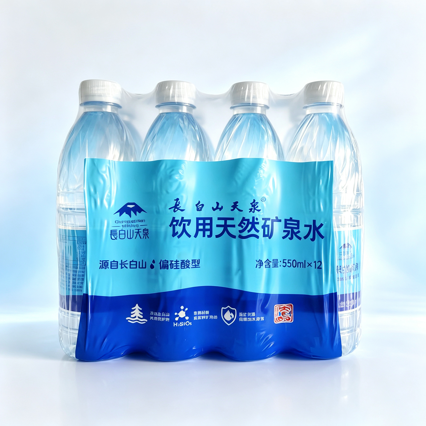 长白山天泉长白山 天然矿泉水 泡茶水 弱碱性 高端会议 整箱装 550ml*12瓶*2件