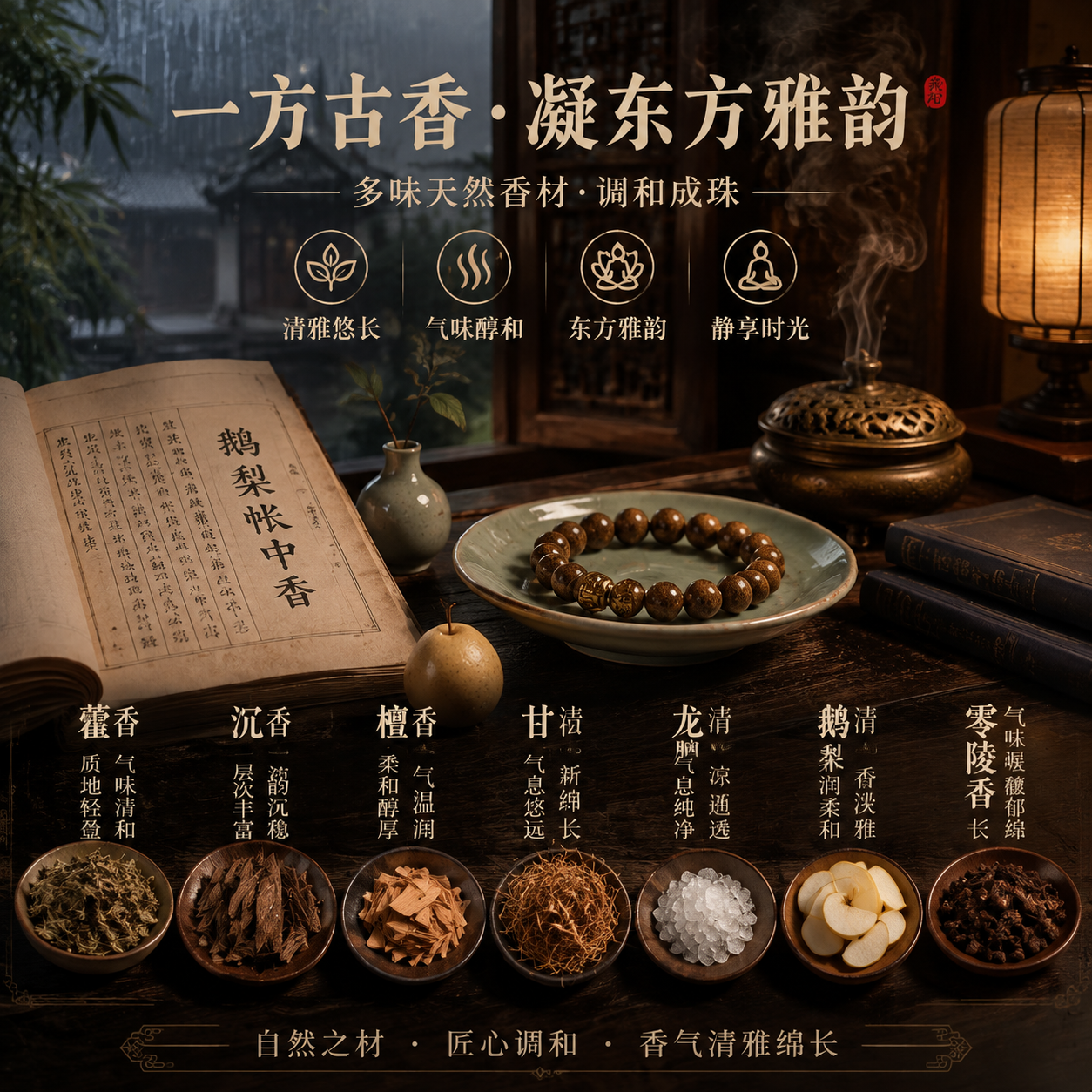 LUXO鹅梨帐中香合香珠手串 古法合香珠男女款药香手串 中香道随身香珠 鹅梨帐中香合香珠手串 15mm 15颗