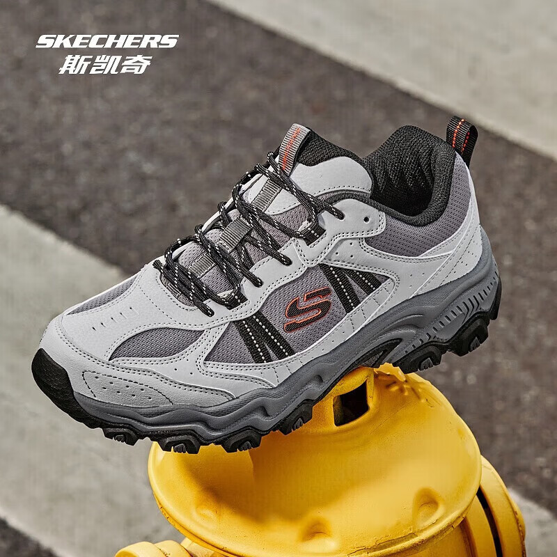 斯凯奇（Skechers）云野丨徒步鞋男女同款户外防护抓地耐磨运动跑步鞋鞋运动鞋 【男款】灰色/橘色/GYOR 42