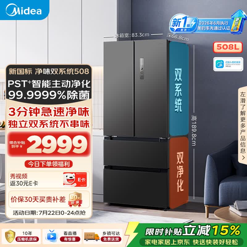 海尔冰箱 1080元，美的冰箱 3919.89元 - 86线报