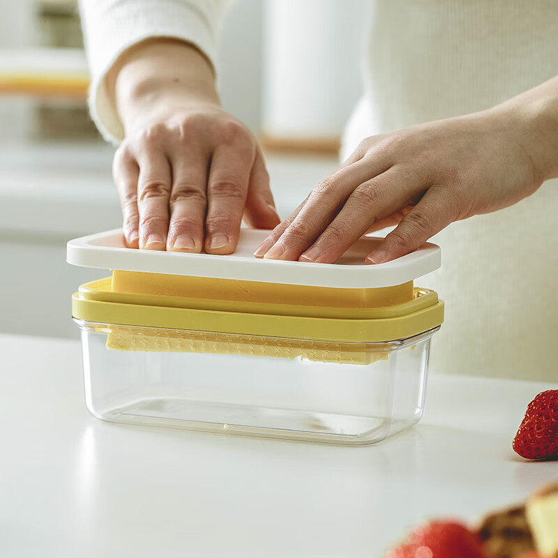 AKEBONO日本进口黄油切割储物盒保鲜盒切割器牛油盒奶酪芝士切块保存盒 小号/黄油盒