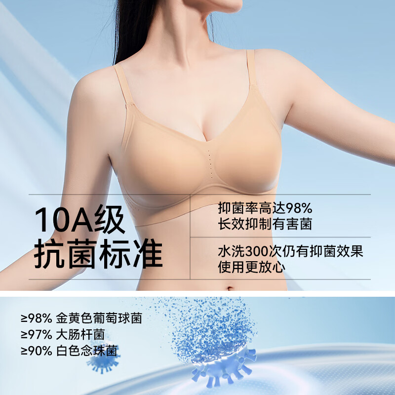 都市丽人女士无痕冰丝内衣女10A抗菌26新款防下垂小胸收腹聚拢文胸罩 奶釉白+净透蓝 XL 建议【80C/85AB 120-135斤】