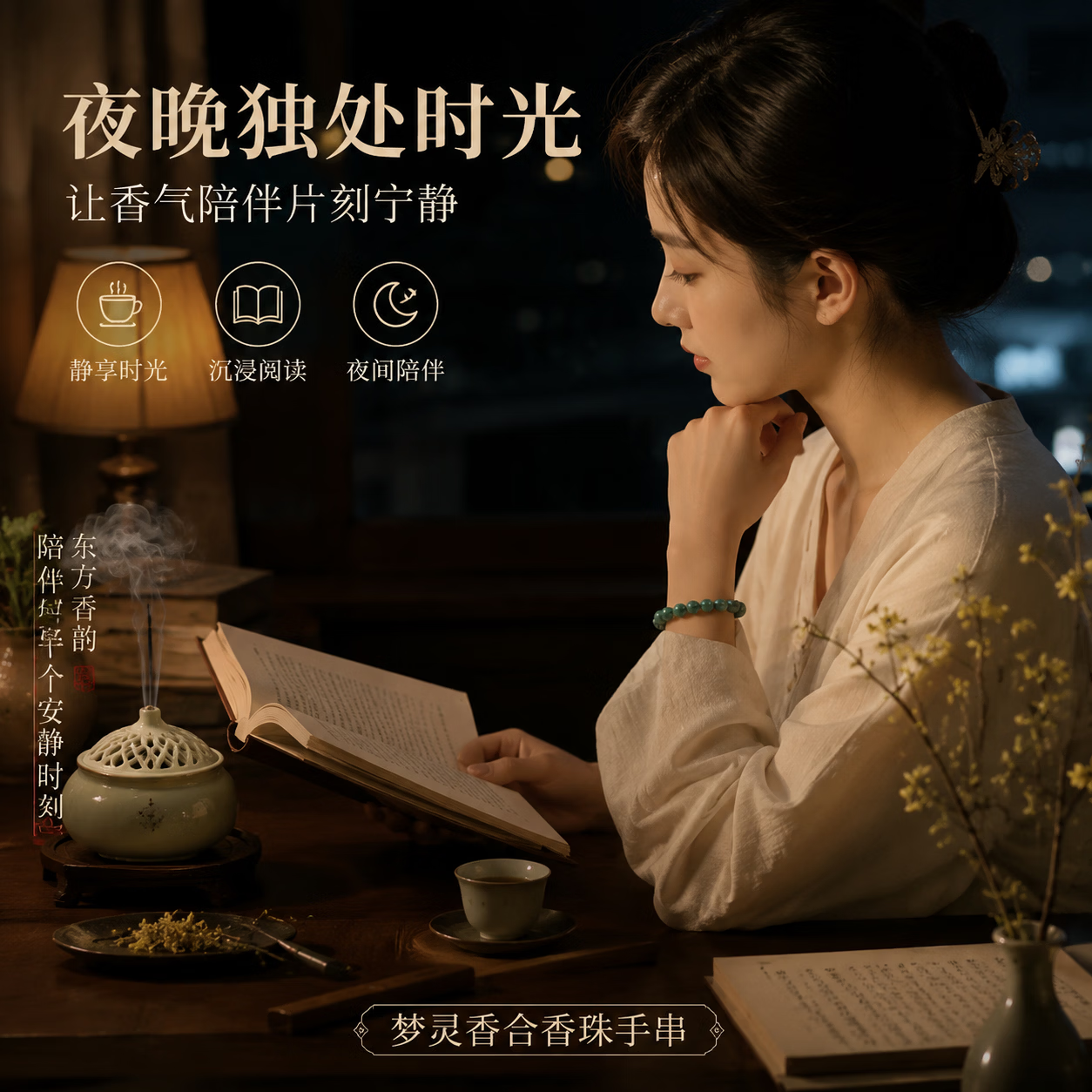 LUXO梦灵香合香珠手串 碧霄青鸾凝香珠 香韵古法合香手链 药香材手工 梦灵香合香珠手串 15mm 15颗